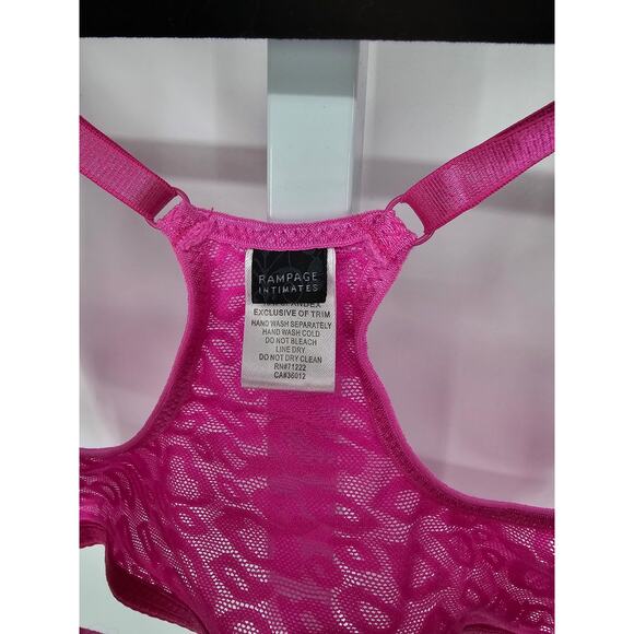 Vintage Y2K Rampage Intimates Sz 34D Front Clasp T Shirt Bra Pink Leopard Lace - Picture 3 of 5